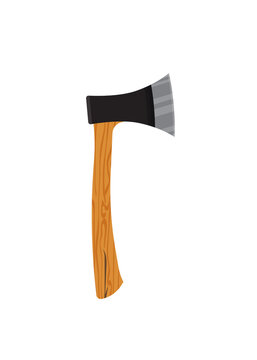 Ax with wooden handle