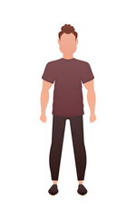 Fototapeta premium A strong guy stands in full growth. Cartoon style.