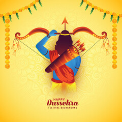 Illustration of lord rama in navratri festival of india festival for happy dussehra card background - obrazy, fototapety, plakaty