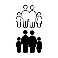 Family, parents and child, linear icon. Line Black and White Vector Graphic