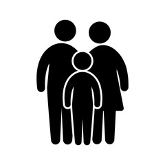 Family, parents and child, linear icon. Line Black and White Vector Graphic