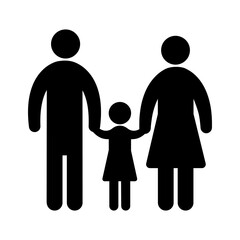 Family, parents and child, linear icon. Line Black and White Vector Graphic