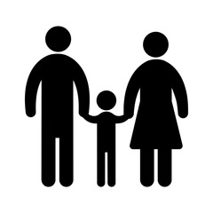 Family, parents and child, linear icon. Line Black and White Vector Graphic