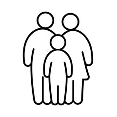 Family, parents and child, linear icon. Line Black and White Vector Graphic
