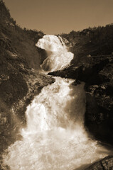 Kjosfossen Waterfall along Flamsbana, The Flam Railway, Norway