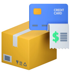 delivery package payment invoice 3d icon illustration
