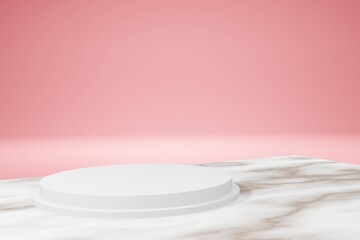 3d rendering illustration representing pink product backdrop