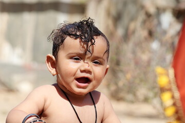 beautiful happy baby boy with smiling faces, Rajasthan India
