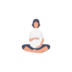 Yoga for pregnant women. Happy pregnancy.     in cartoon style.