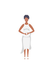 Full length pregnant woman. Happy pregnancy.     in cartoon style.