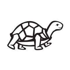 Vector illustration hand drawn cartoon of turtle character isolated on white background.