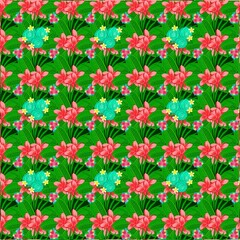 Illustration bright beautiful plumeria pattern 
