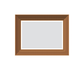 Brown empty picture frame.   Flat style.
