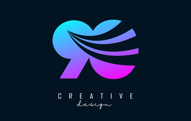 Colorful Creative number 90 9 0 logo with leading lines and road concept design. Number with geometric design. Vector Illustration with number and creative cuts.