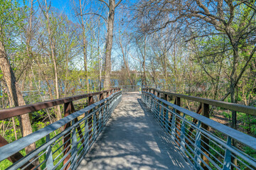Austin, Texas- Boardwalk near the river in the middle of trees