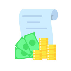 Illustration of capital and securities, money, credit or collateral, investments for business and financial statements, taxes or savings and banking transactions. Vector Graphics