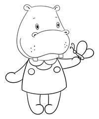 Cute hippo outline 