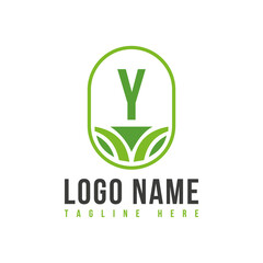 Agriculture Logo On Letter Y Concept. Agro Farm Logo Symbol Vector Template