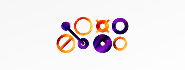 Fototapeta premium Minimal geometric abstract background. Circle, line and round shapes design. Trendy techno business template for wallpaper, banner, background or landing