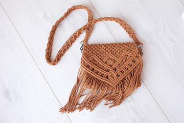 Handmade macrame cotton сross-body bag. Eco bag for women from cotton rope. Scandinavian style...