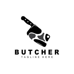 Butcher logo design, Knife Cutting Tool Vector Template, Product Brand Illustration