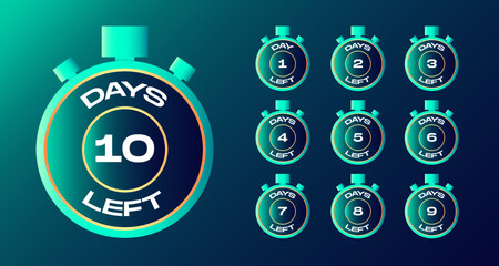 Number of days left to go badges. Vector illustration