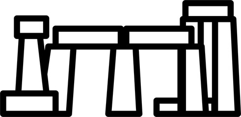 outline simplicity drawing of stonehenge landmark front elevation view.