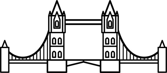 outline simplicity drawing of tower bridge landmark front elevation view.