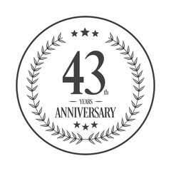 Fototapeta premium Luxury 43th years anniversary vector icon, logo. Graphic design element