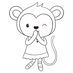 Cute monkey outline 