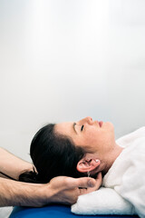 Fototapeta na wymiar Woman Enjoying Neck Massage