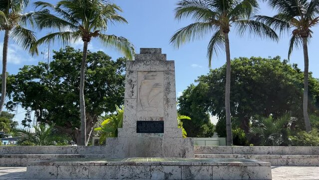 A Hurricane Monument dedicated to 408 people dead during the 1935 Labor Day weekend in the Florida Keys in Islamorada, Florida.