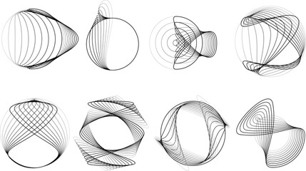 Lines in Circle Form . Spiral Vector Illustration .Technology round. Wave Logo . Design element . glitched lines .Abstract Geometric round shape 