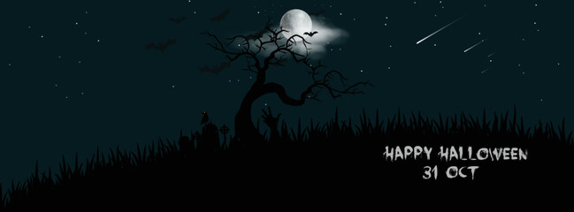 Modern facebook cover page design for halloween concept