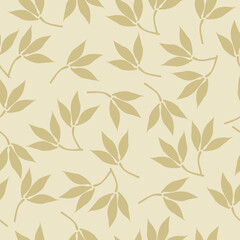 Simple vintage pattern. light background with beige pattern of leaves, plants. fashionable Print for textiles, wallpaper, banners and packaging.