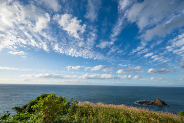 小樽祝津パノラマ展望台から青い海に浮かぶトド岩