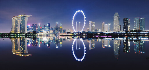 Singapore city skyline at night