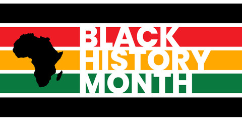 Black History Month text with Africa Map, BHM creative poster vector illustration