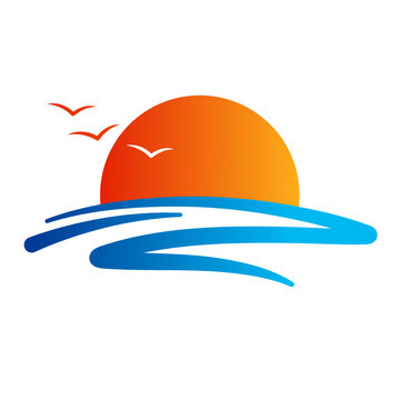 Sunset logo icon flat style vector illustration clipart