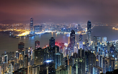 Fototapeta na wymiar Hong Kong skyline at night from Victoria peak