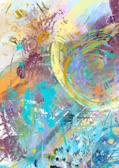 Colorful abstract background with different dynamic art forms and imitation of textures