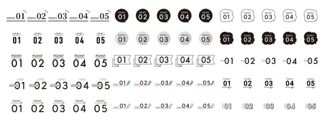 数字　ポイント　あしらい　シンプル