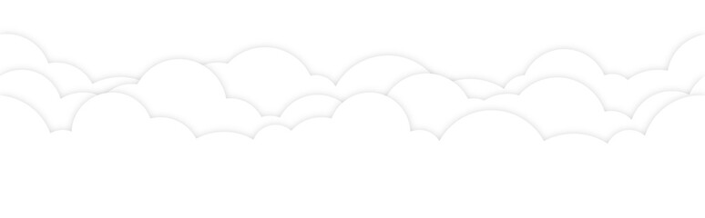 Cute cloud on bright sky bottom border. Paper cut style.
