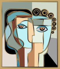 Colorful background, cubism art style,abstracts portraits - 529767712