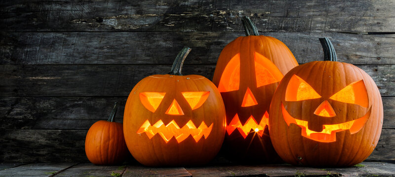 Group of Halloween pumpkins