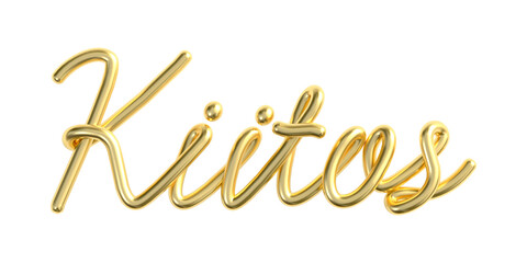 Kiitos word made from realistic gold with star background. Thank you in Finnish. 3d illustration.