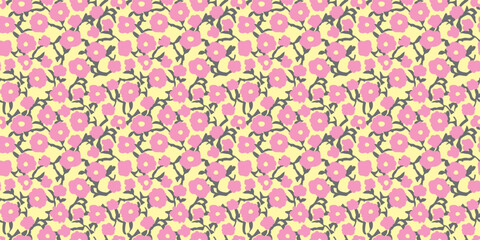 Obraz na płótnie Canvas Floral illustration background. Seamless pattern.Vector. 花のイラストパターン
