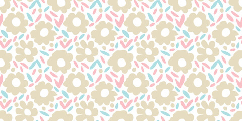 Floral illustration background. Seamless pattern.Vector. 花のイラストパターン
