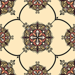 Seamless pattern decorative, flower pattern in vintage mandala style for tattoos, fabrics or decorations and more	