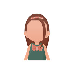 A pretty girl is depicted waist deep. Cartoon style.  .